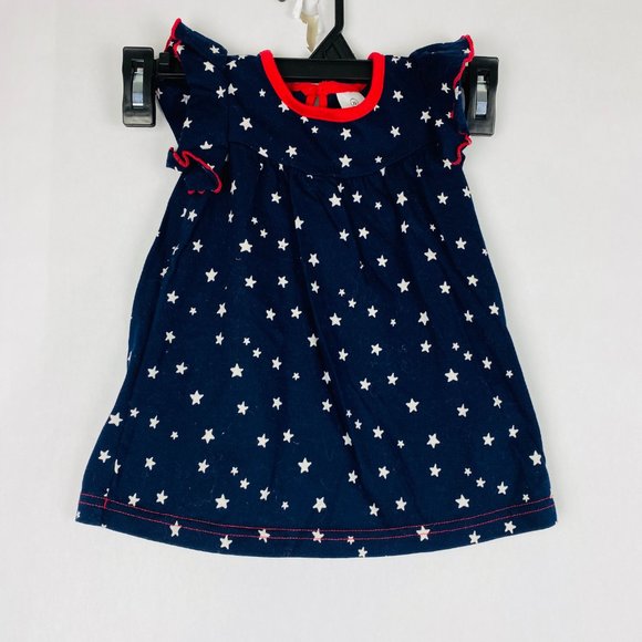 Hanna Andersson Blue White Star Red Piping Dress